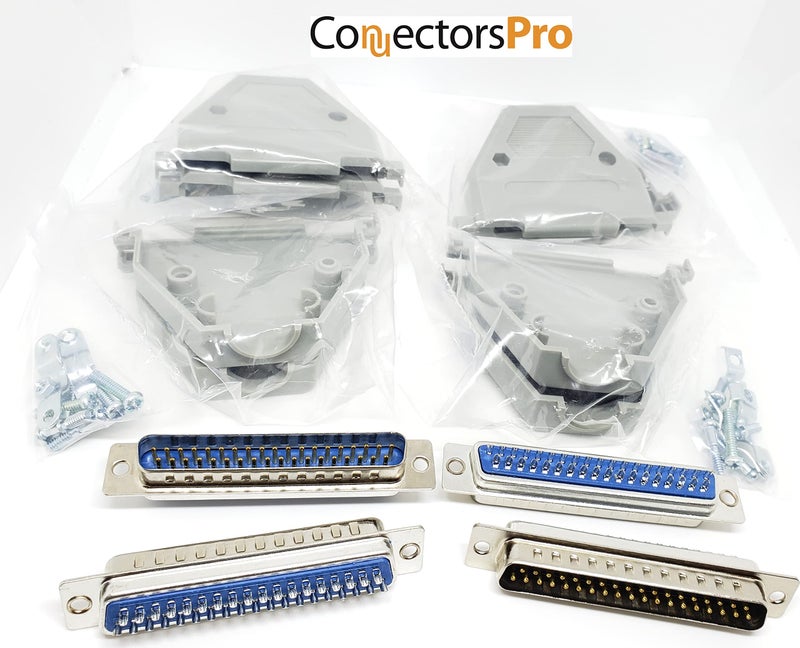 Connectors Pro 4 Sets Solder Cup DB37 Male + Plastic Hoods, 37 Pins D-Sub Connector & Hood Set, 8-Pack (4 DB37 Males + 4 Hoods) - Image 5